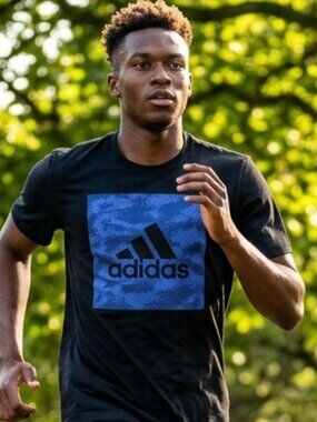 Adidas Black “Burnout” Box Logo Cotton Crew T-Shirt LG